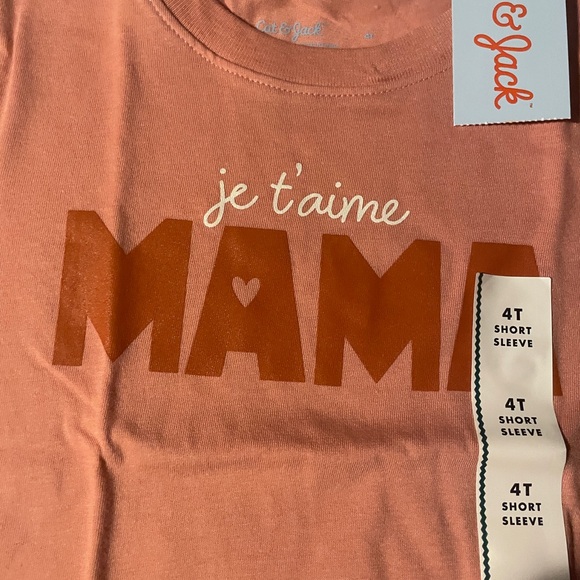 Cat & Jack Kids' Pink 'Je t'aime Maman' T-Shirt Toddlers Size 4T NWT Fun Wear - Picture 3 of 7